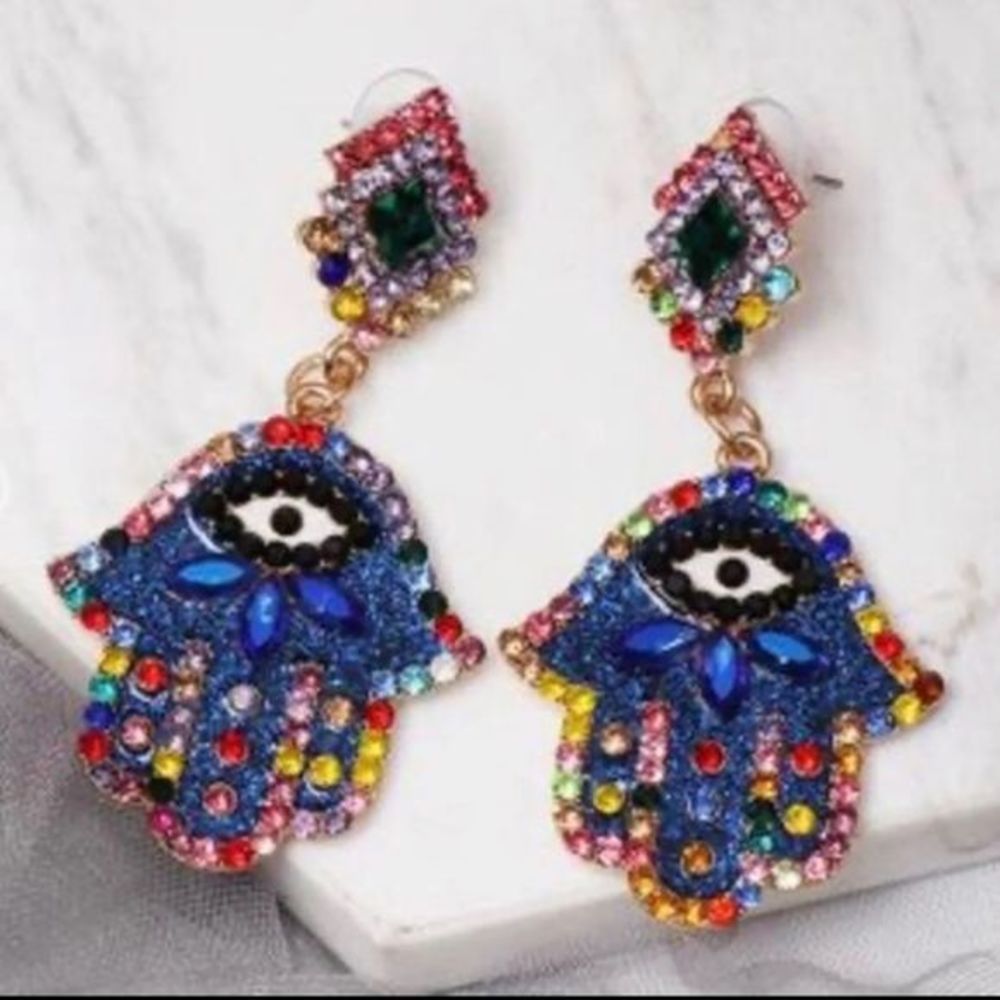Colorful Hamsa earrings